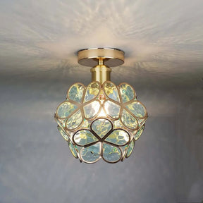Luminaire Suspendu en Verre Floral - Élégant Design pour Ambiance Accueillante
