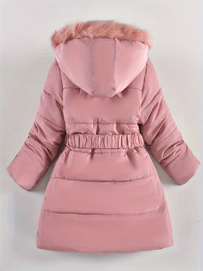 Manteau d'Hiver pour Filles - Douillet avec Capuche en Fausse Fourrure