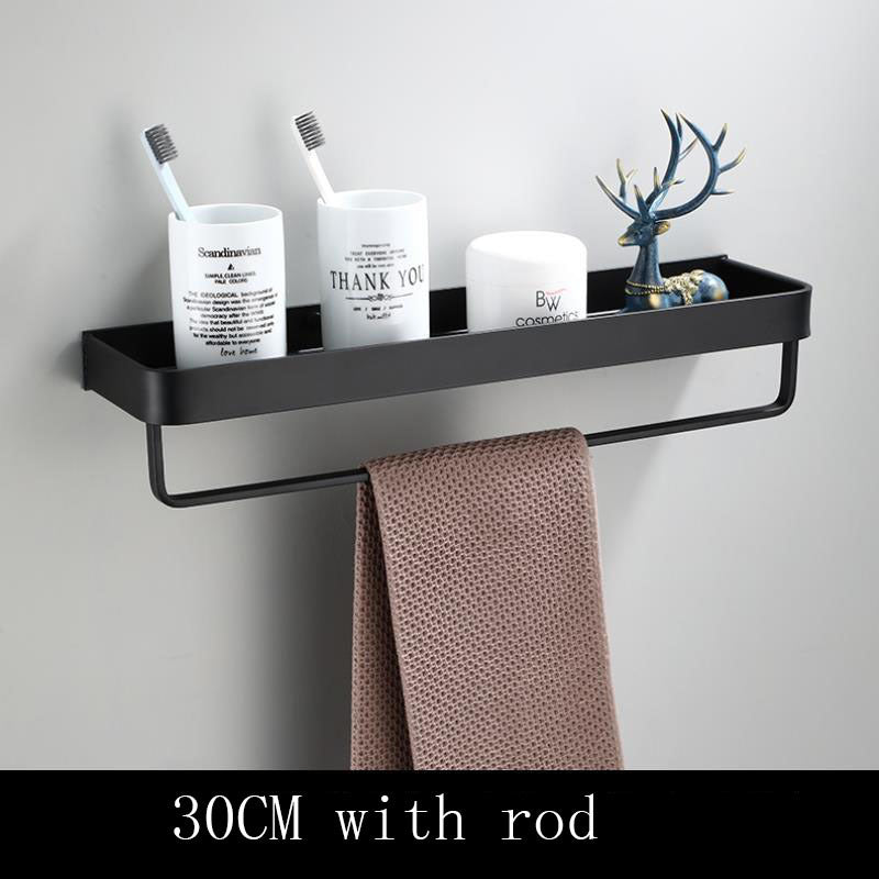 Étagère Murale en Aluminium Noir - Design Minimaliste et Rangement Pratique