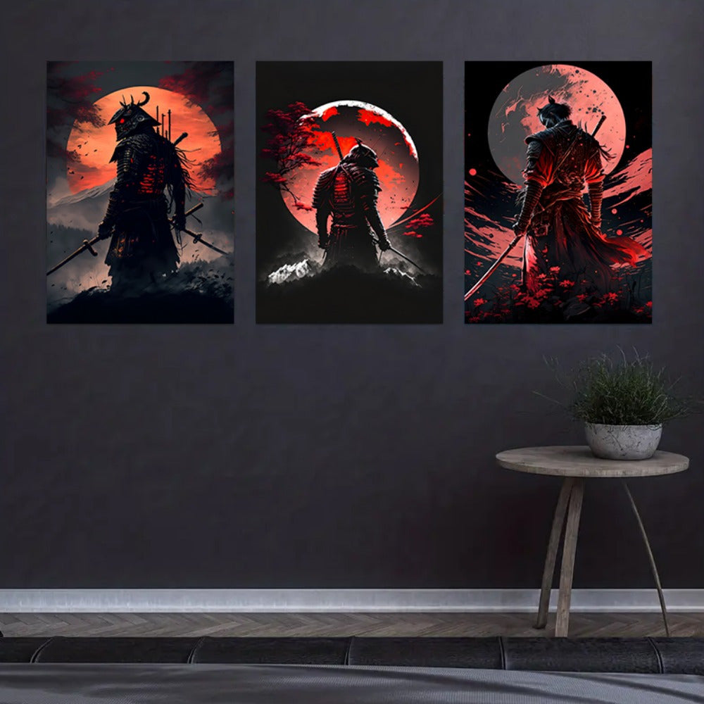 Art sur Toile de Samouraï - Beauté Japonaise avec Cerisiers en Fleurs