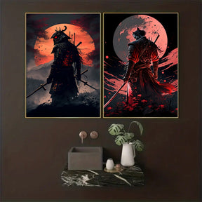 Art sur Toile de Samouraï - Beauté Japonaise avec Cerisiers en Fleurs