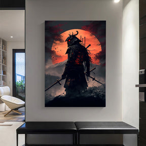 Art sur Toile de Samouraï - Beauté Japonaise avec Cerisiers en Fleurs