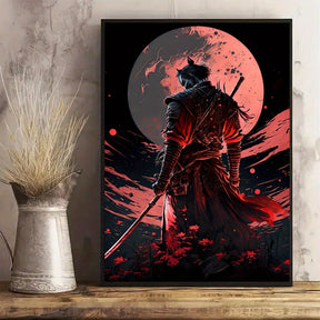 Art sur Toile de Samouraï - Beauté Japonaise avec Cerisiers en Fleurs