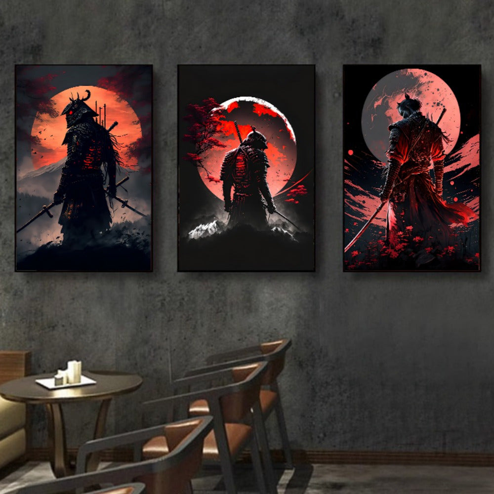 Art sur Toile de Samouraï - Beauté Japonaise avec Cerisiers en Fleurs