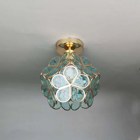 Luminaire Suspendu en Verre Floral - Élégant Design pour Ambiance Accueillante