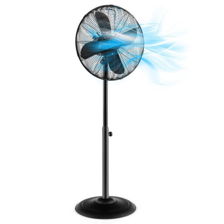 Ventilateur sur Pied Oscillant 16 Pouces - Hauteur Réglable et 3 Vitesses