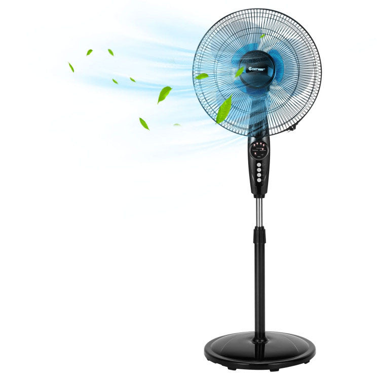 Ventilateur de Sol Oscillant 16 Pouces - Hauteur Ajustable et Fonctionnement Silencieux