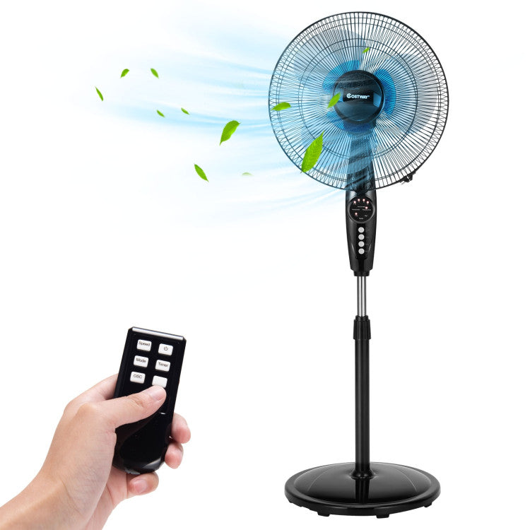 Ventilateur de Sol Oscillant 16 Pouces - Hauteur Ajustable et Fonctionnement Silencieux