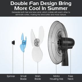 Ventilateur de Sol Oscillant 16 Pouces - Hauteur Ajustable et Fonctionnement Silencieux