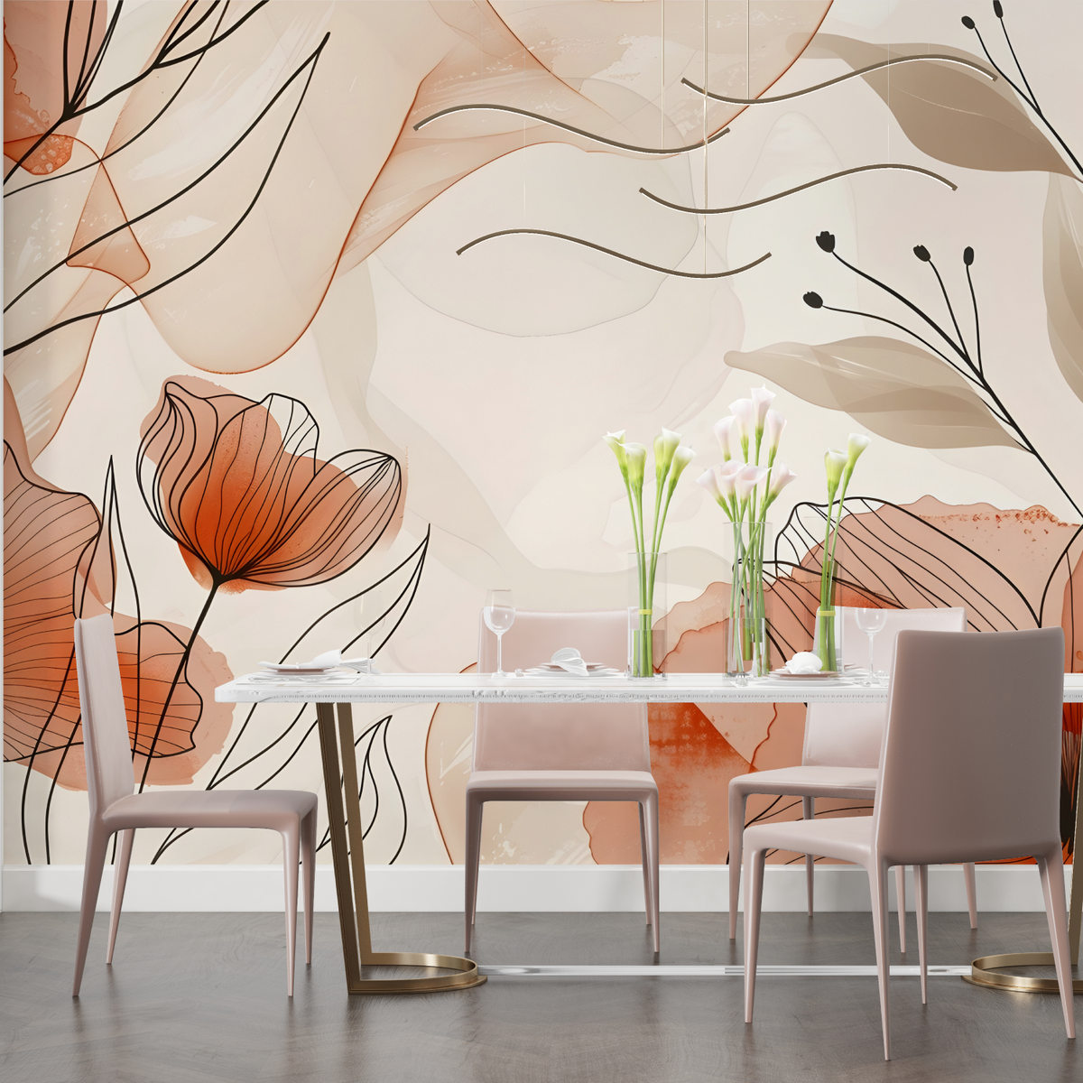 Papier Peint Terracotta Fleur