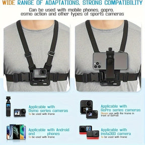 Ceinture de Poitrine Ajustable pour Smartphone - Tournage Mains Libres et Confort Optimal