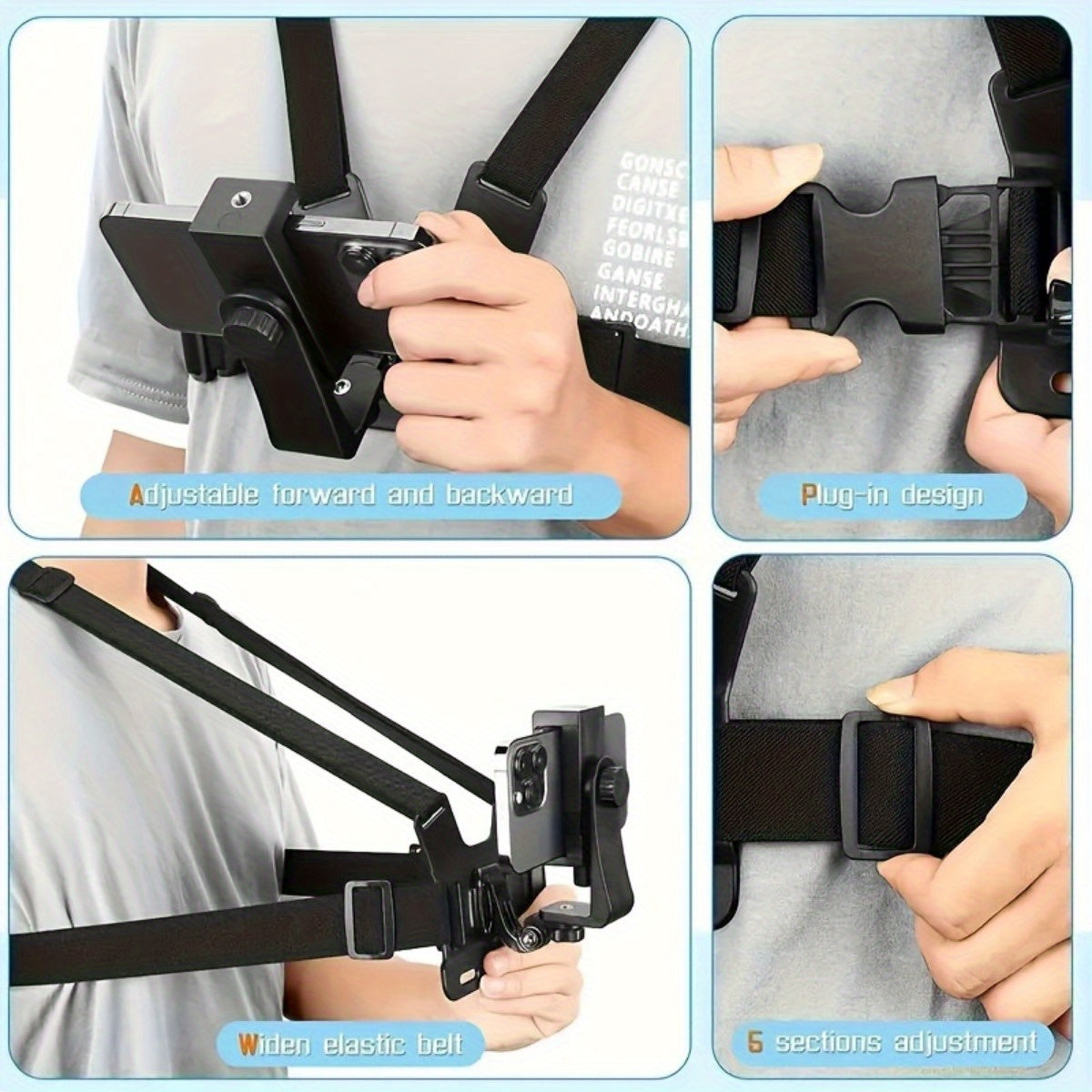 Ceinture de Poitrine Ajustable pour Smartphone - Tournage Mains Libres et Confort Optimal