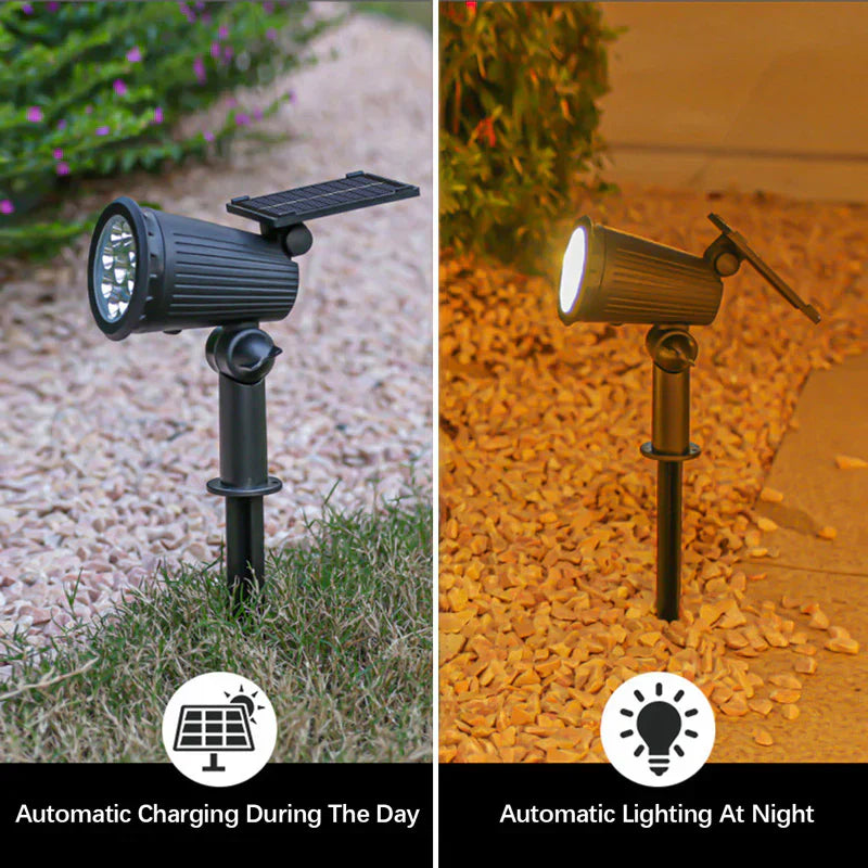 Projecteur Solaire de Jardin - 9 Couleurs LED pour Éclairage Extérieur