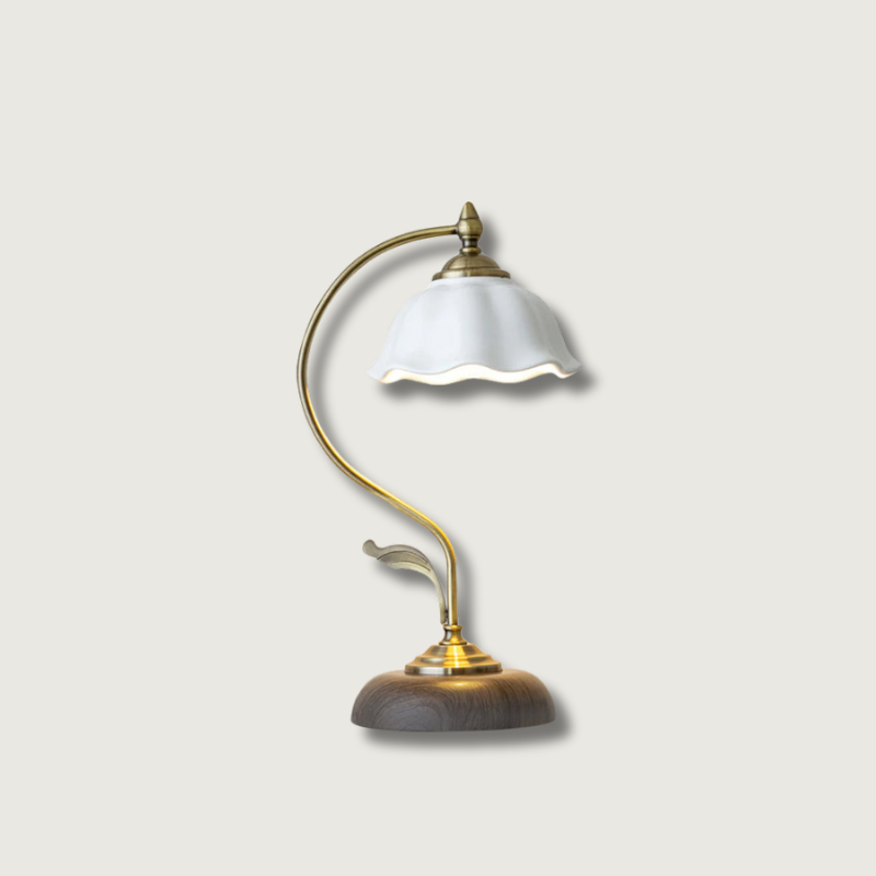 Lampe de Bureau en Céramique et Bois - Élégance et Lumière Ciblée pour Votre Espace
