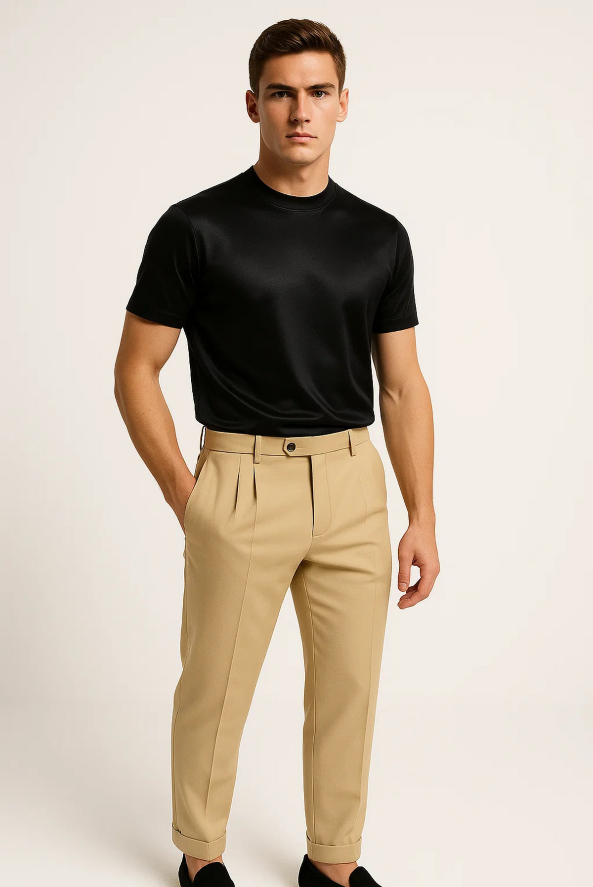 T-shirt Élégant en Coton Mercerisé - Finition Brillante et Coupe Ajustée
