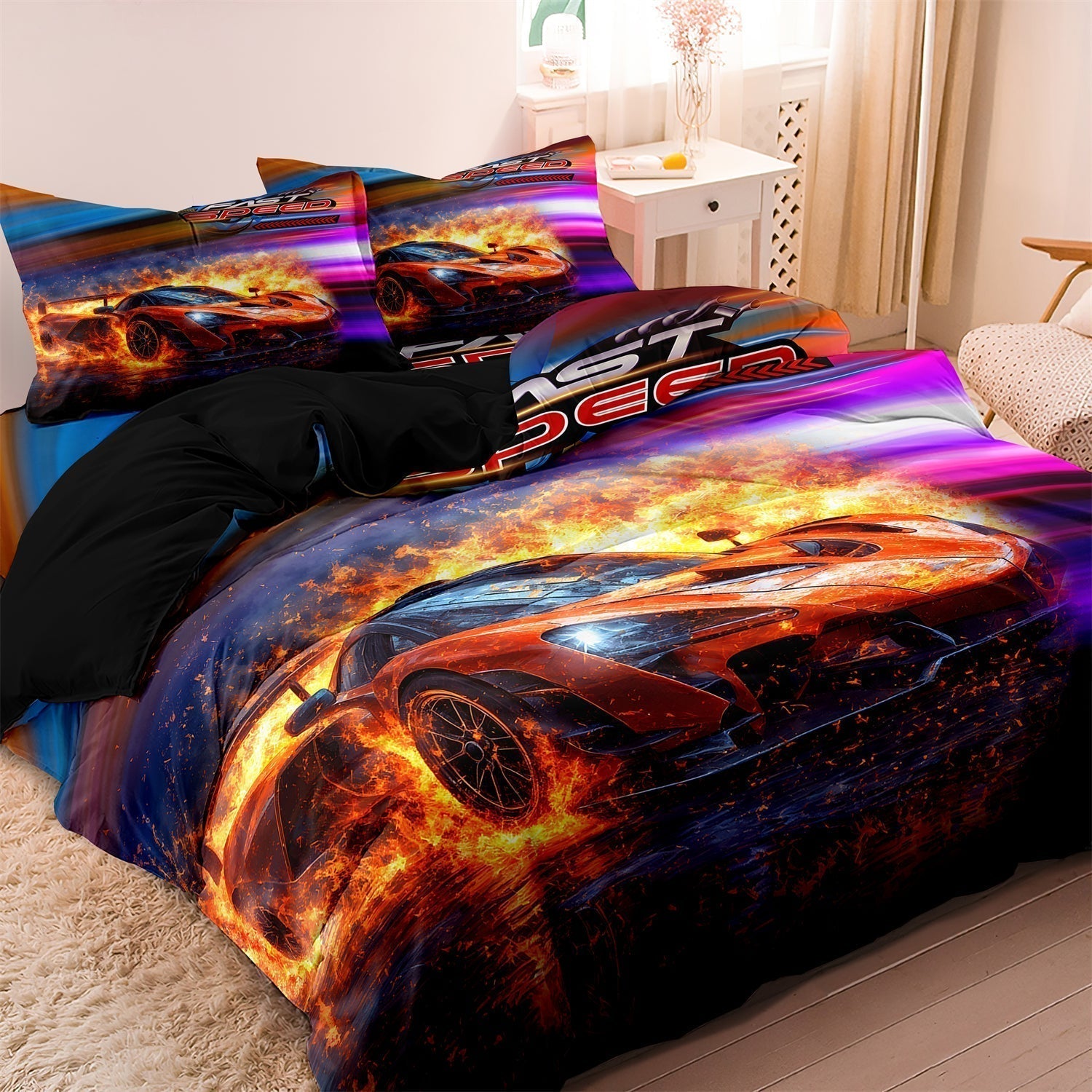 Literie Supercar pour Enfants - Design Coloré et Confortable