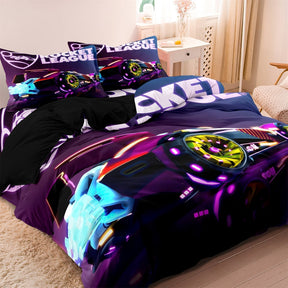 Literie de Course pour Enfant - Design Vibrant avec Voitures et Fusées