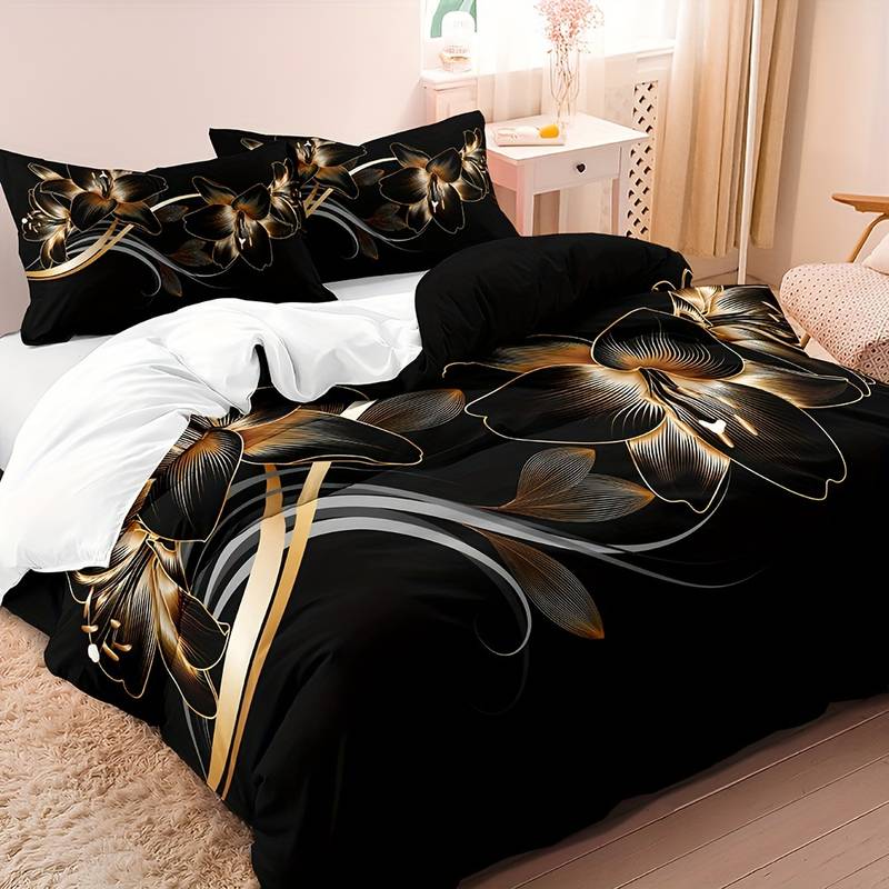 Ensemble de Couette Noir et Or - Luxe et Glamour pour Votre Chambre