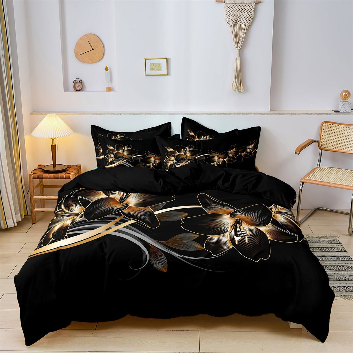 Ensemble de Couette Noir et Or - Luxe et Glamour pour Votre Chambre