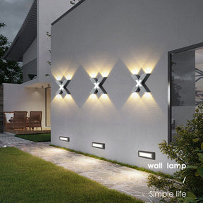Applique Murale LED en Forme de X - Éclairage Extérieur Résistant aux Intempéries