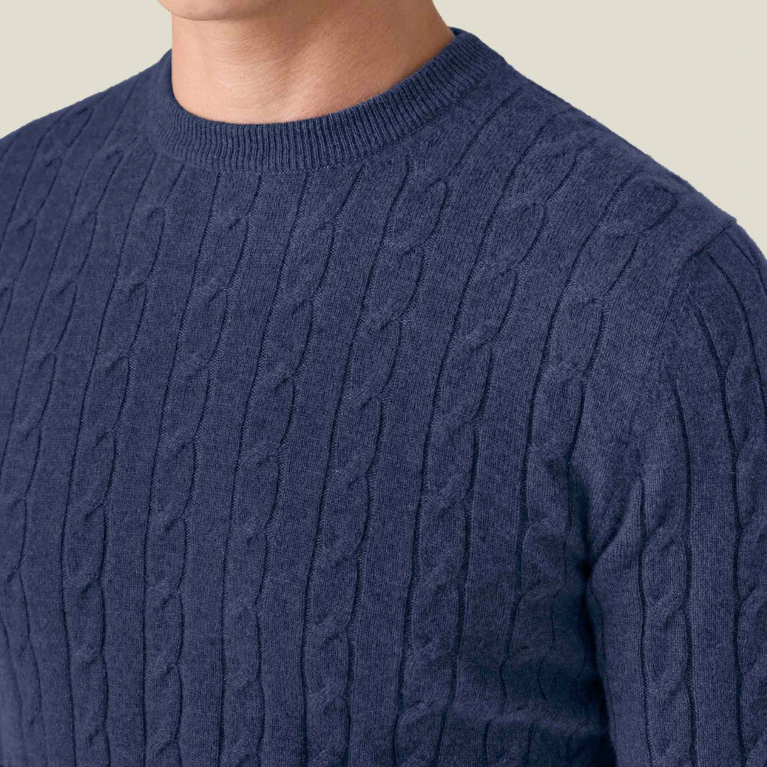 Pull en Maille Torsadée pour Hommes - Confort Douillet en Cachemire
