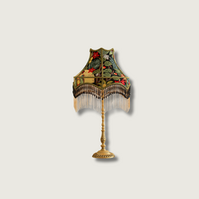 Lampe de Table Florale en Soie - Élégance Française avec Franges