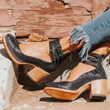 Pompes à Talons Épais Vintage - Élégance et Confort au Quotidien
