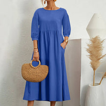 Robe Midi en A pour Femmes - Détails de Patchwork Élégants et Confortables