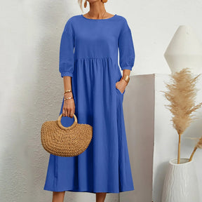 Robe Midi en A pour Femmes - Détails de Patchwork Élégants et Confortables