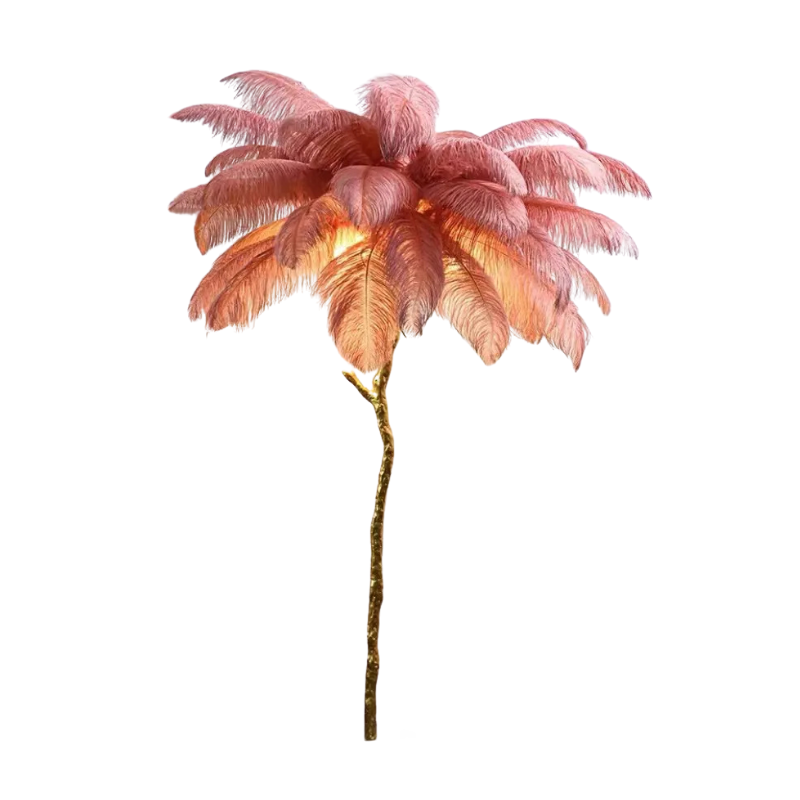 Lampe sur Pied en Plume d'Ostrich - Éclairage Ambiant et Élégant