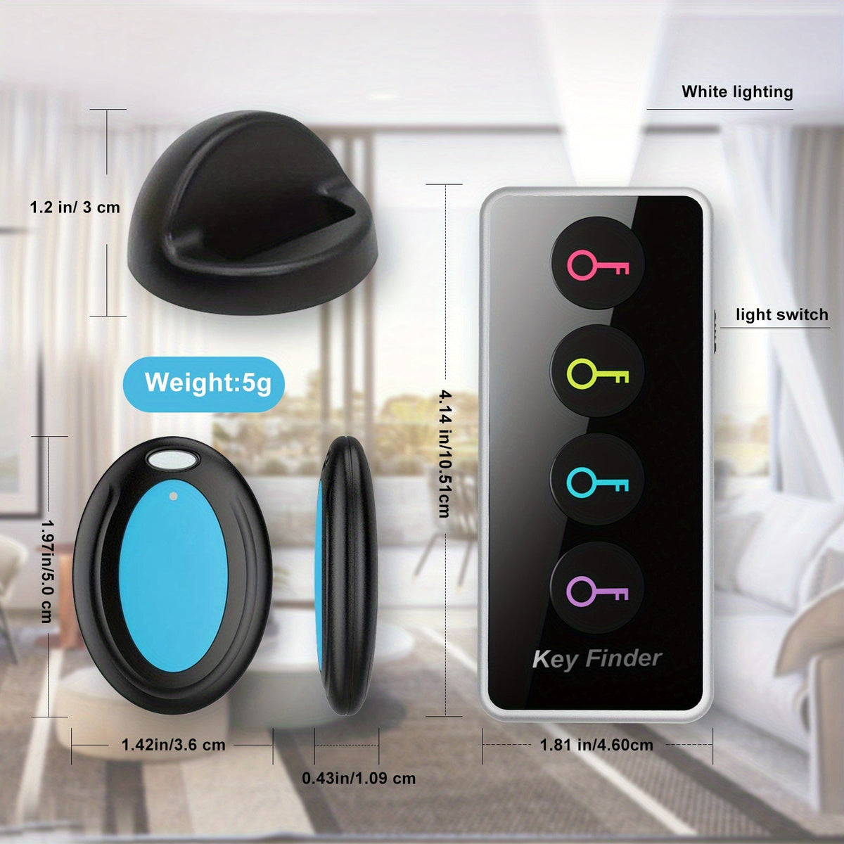 Localisateur de Clés Compact 4-en-1 - Avec Lampe LED et Récepteurs Codés