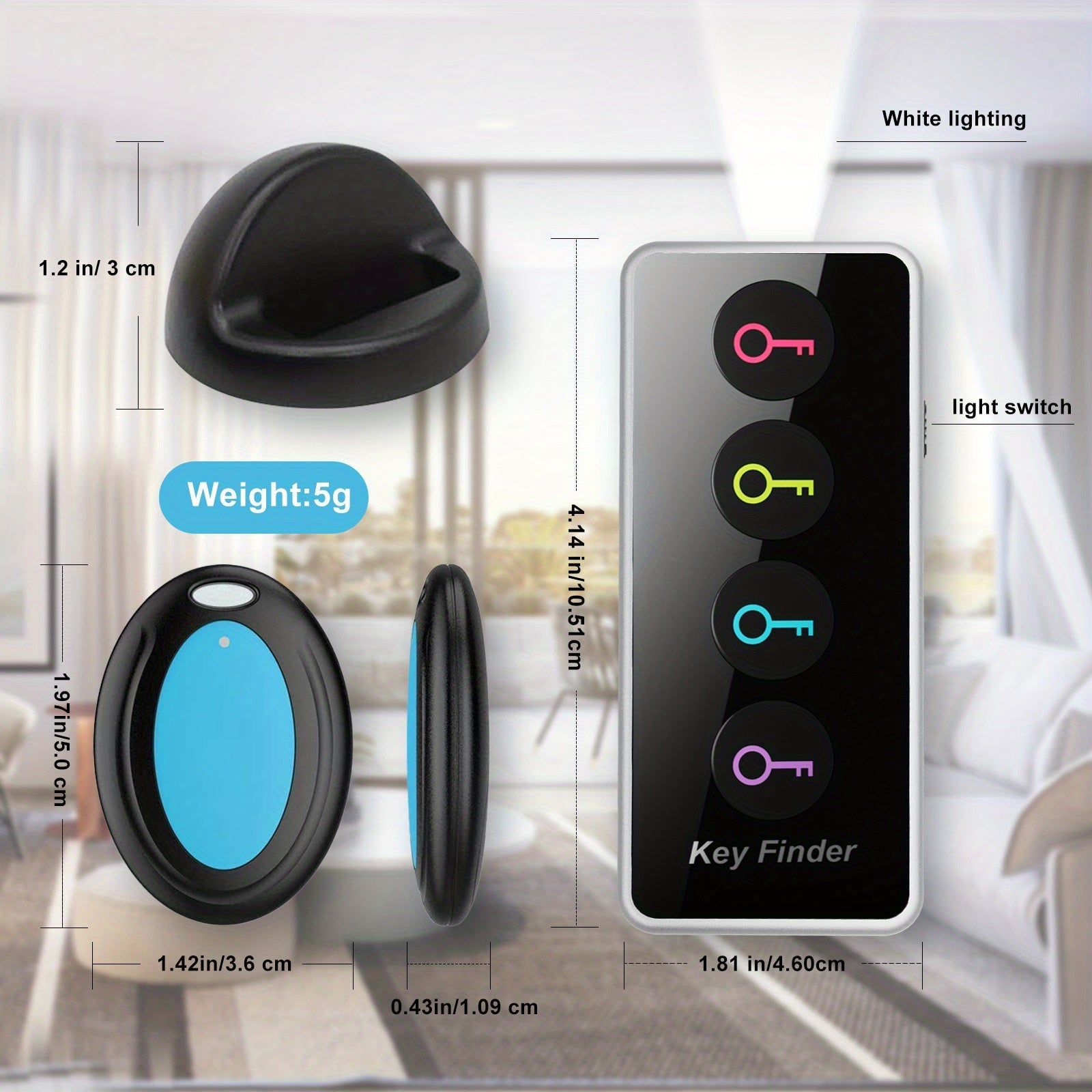 Localisateur de Clés Compact 4-en-1 - Avec Lampe LED et Récepteurs Codés
