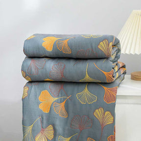 Linge de Lit en Coton Doux - Motif de Feuilles Élégant et Réversible