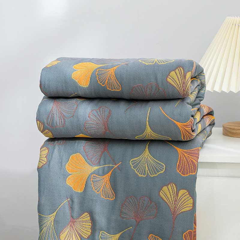 Linge de Lit en Coton Doux - Motif de Feuilles Élégant et Réversible