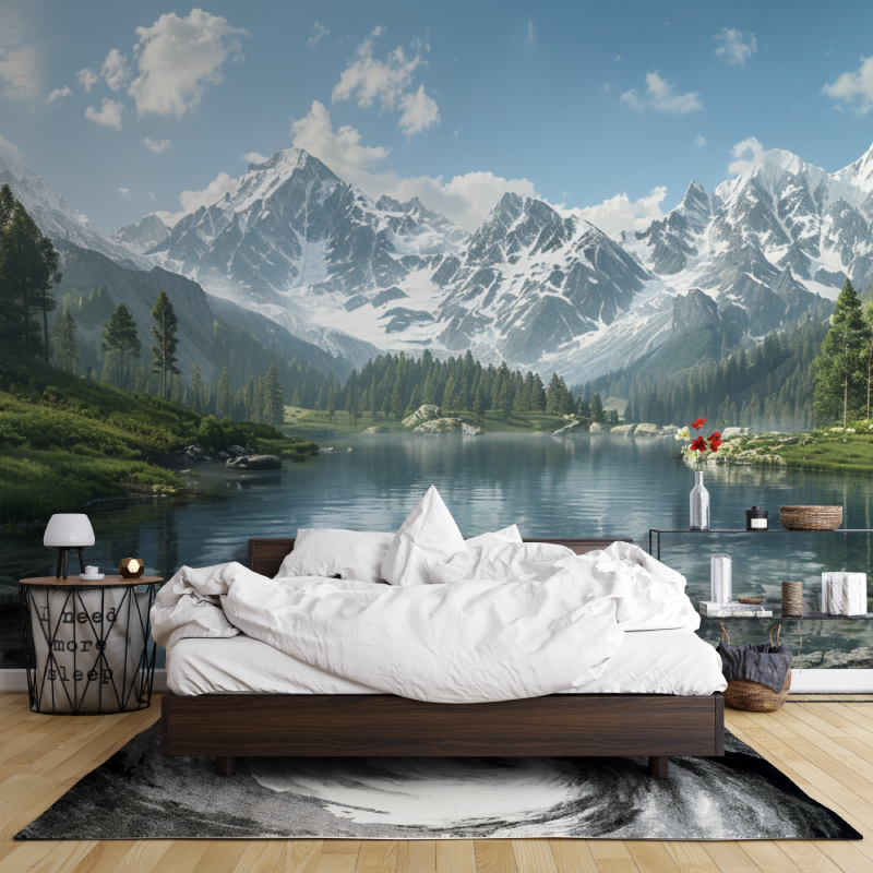 Mountain Lake Panoramic Wallpaper, High Savoy