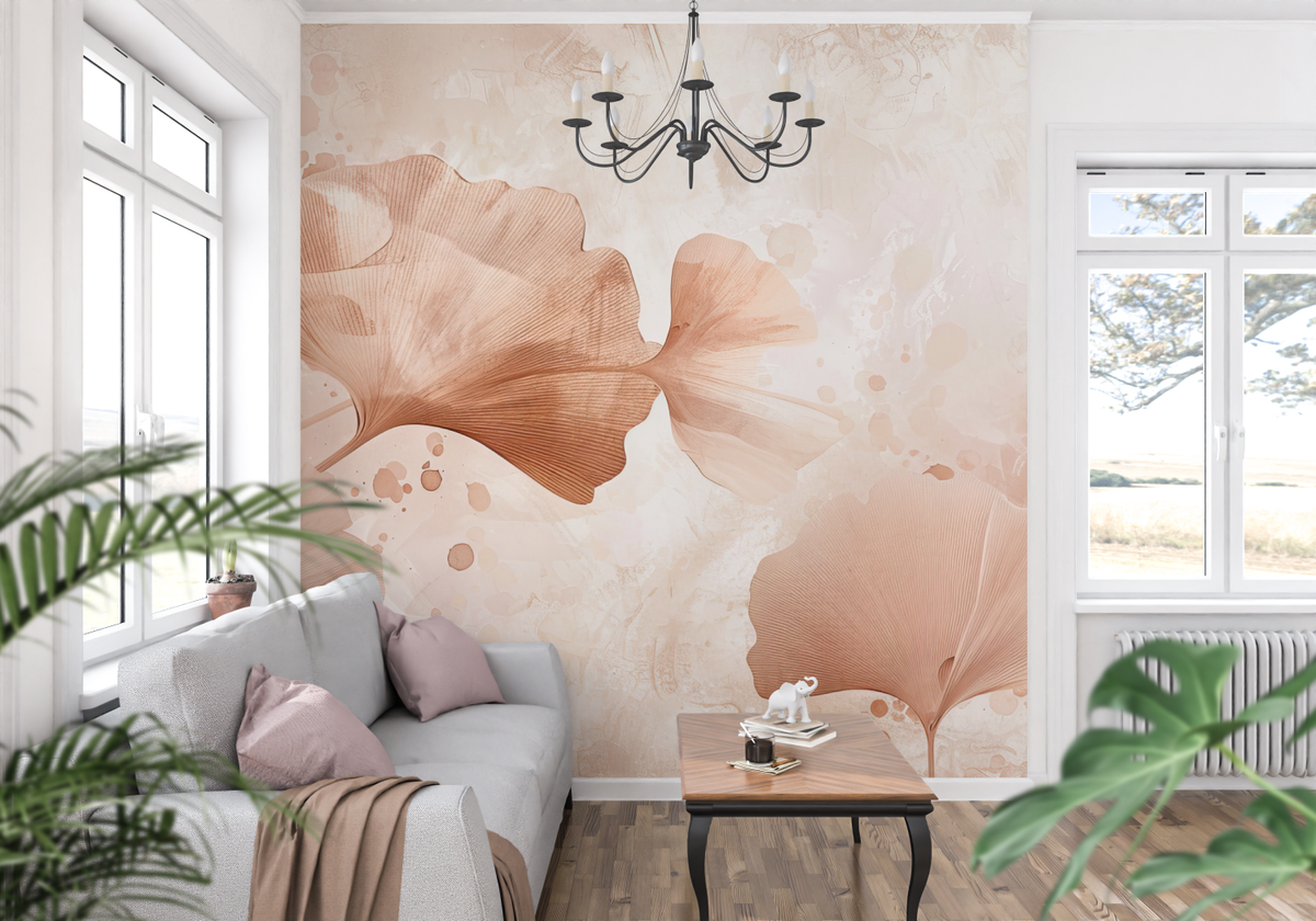 Papier Peint Floral Terracotta