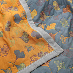 Linge de Lit en Coton Doux - Motif de Feuilles Élégant et Réversible