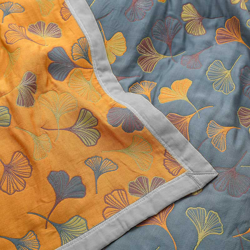 Linge de Lit en Coton Doux - Motif de Feuilles Élégant et Réversible