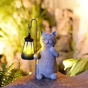 Lampe Solaire Chat Doré - Éclairez Votre Jardin avec Magie