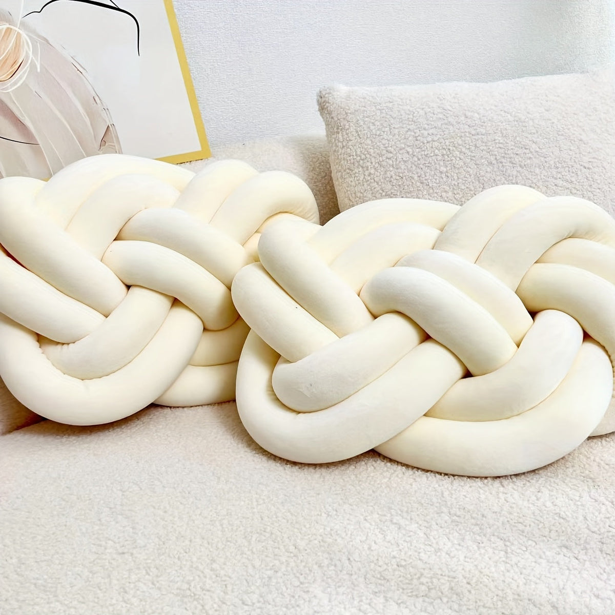Coussins en Peluche en Forme de Nœud - Doux et Élégants pour Votre Intérieur