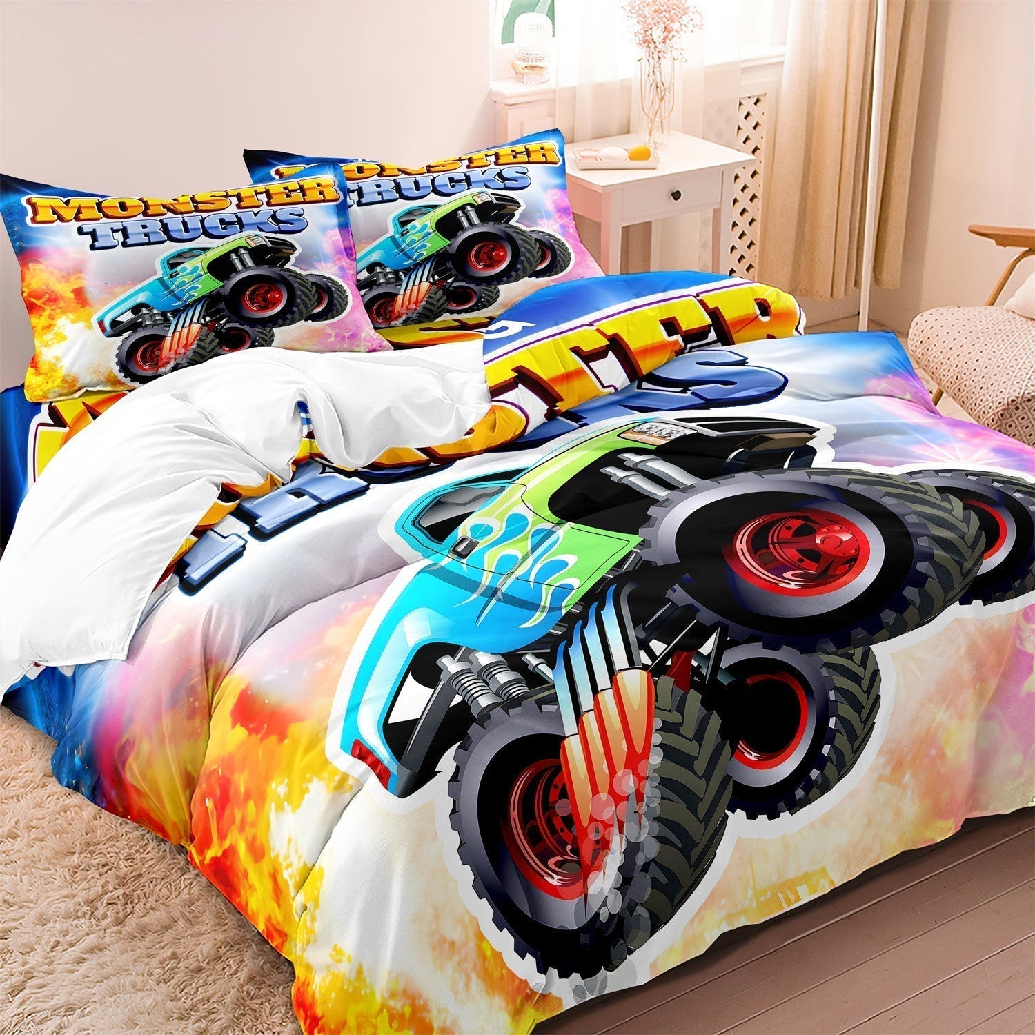 Literie Monster Truck pour Enfants - Confort et Style Aventureux dans la Chambre