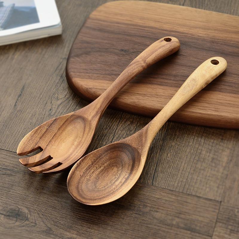 Ustensiles de Service à Salade en Bois - Élégants et Durables pour Vos Repas