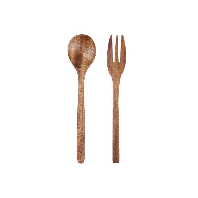 Cuillère et Fourchette en Bois Clair - Élégance Naturelle pour Cuisine et Service