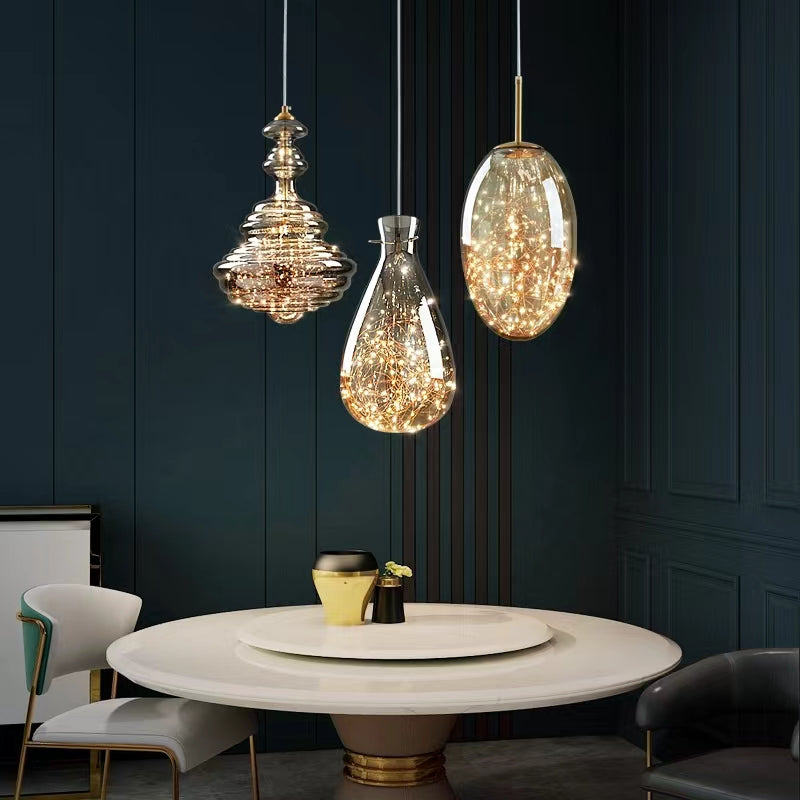 Lampe Suspendue Grise Design Élégant - Éclairage Ambiance et Matériaux Luxueux