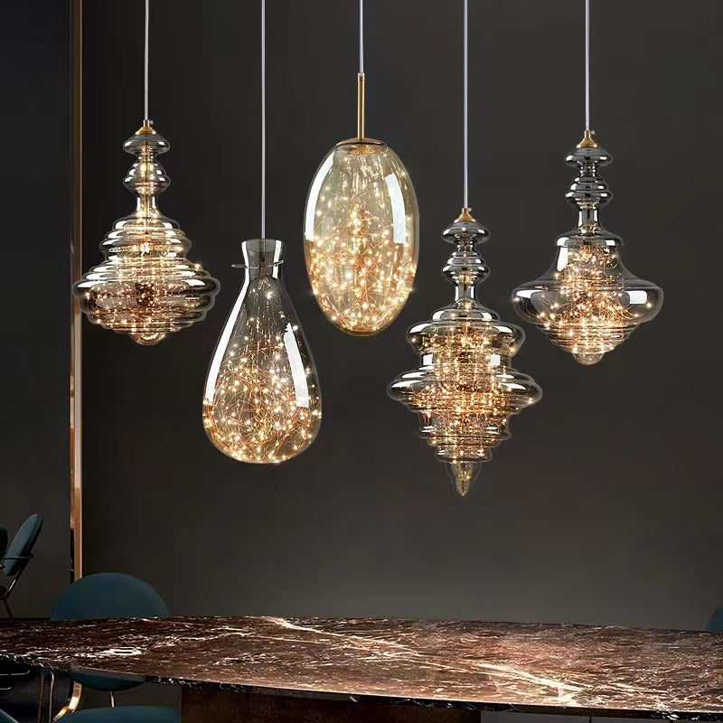 Lampe Suspendue Grise Design Élégant - Éclairage Ambiance et Matériaux Luxueux