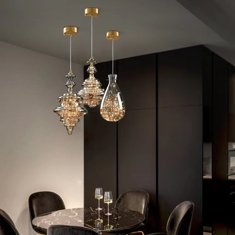 Lampe Suspendue Grise Design Élégant - Éclairage Ambiance et Matériaux Luxueux