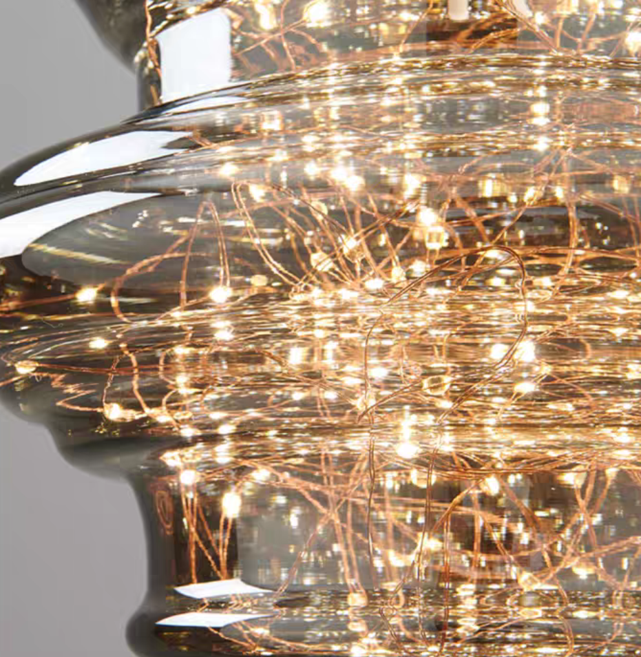 Lampe Suspendue Grise Design Élégant - Éclairage Ambiance et Matériaux Luxueux