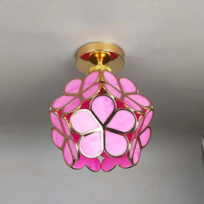 Luminaire Suspendu en Verre Floral - Élégant Design pour Ambiance Accueillante
