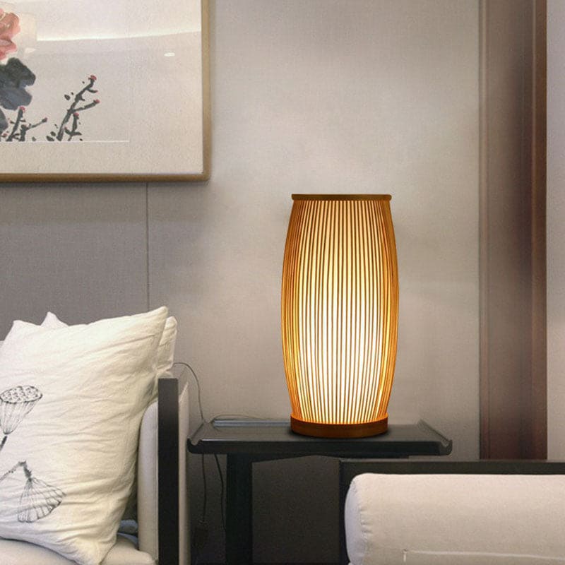 Lampe de Table en Bambou Naturel - Éclairage Doux et Design Élégant