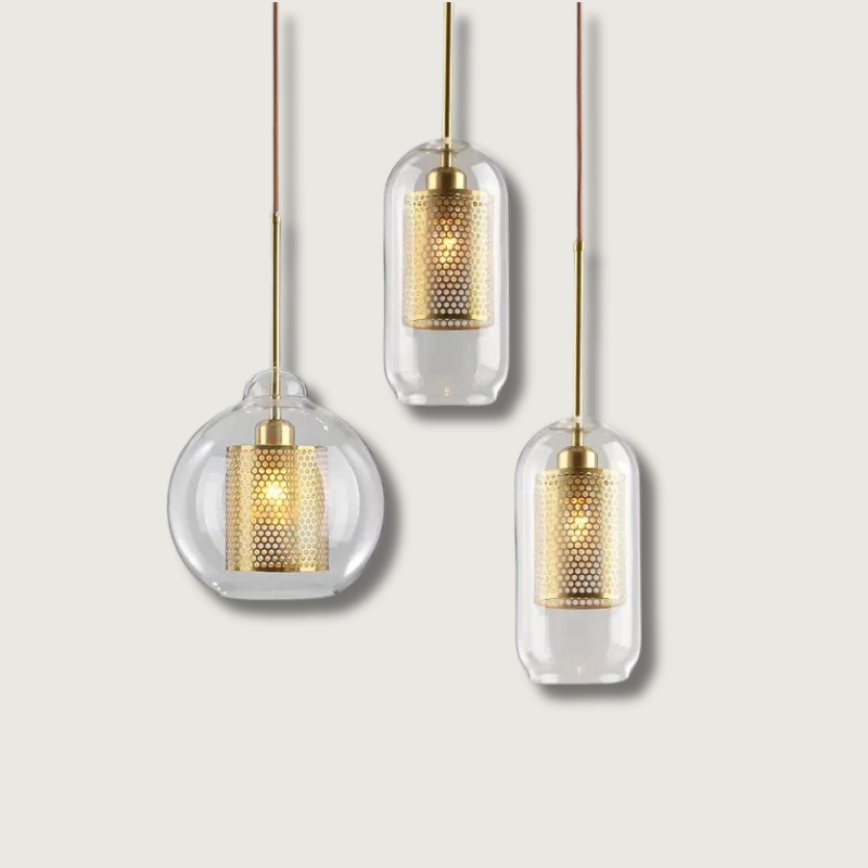 Luminaire Suspendu en Fer et Verre - Élégance Contemporaine pour Votre Espace